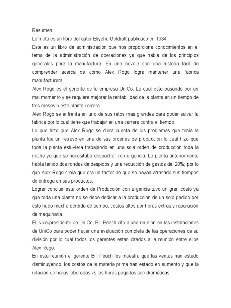 Alex Rogo y la búsqueda de la meta | PDF | Libros | Estadísticas