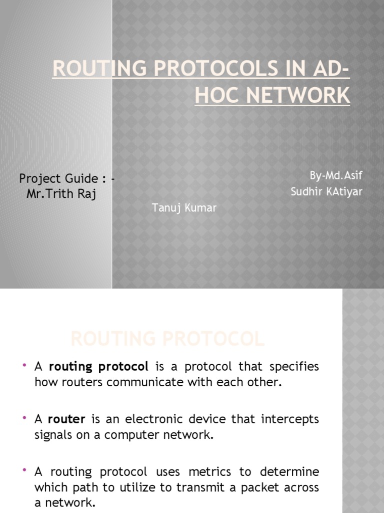 Ad Hoc Network Routing Protocols | PDF | Computer Networking | Routing