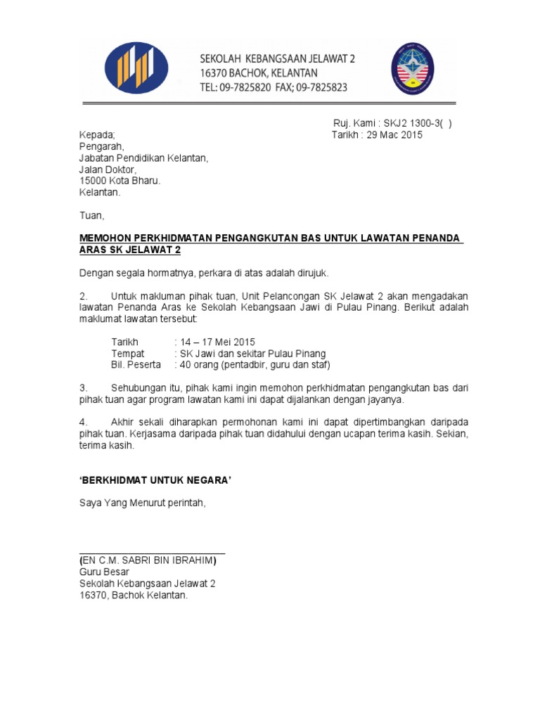 Contoh Surat-Mohon-Bas-Dari-Jpn-Ke-Pulau-Pinang | PDF