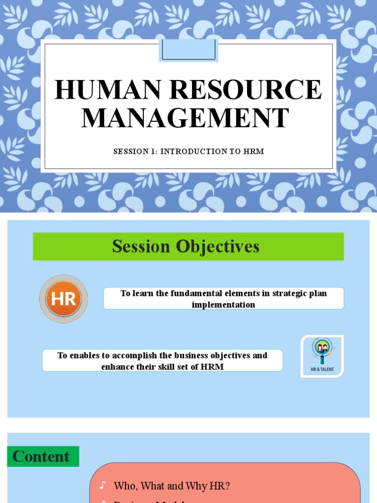 Session 1 - Human Resource Management | PDF | Human Resource Management ...