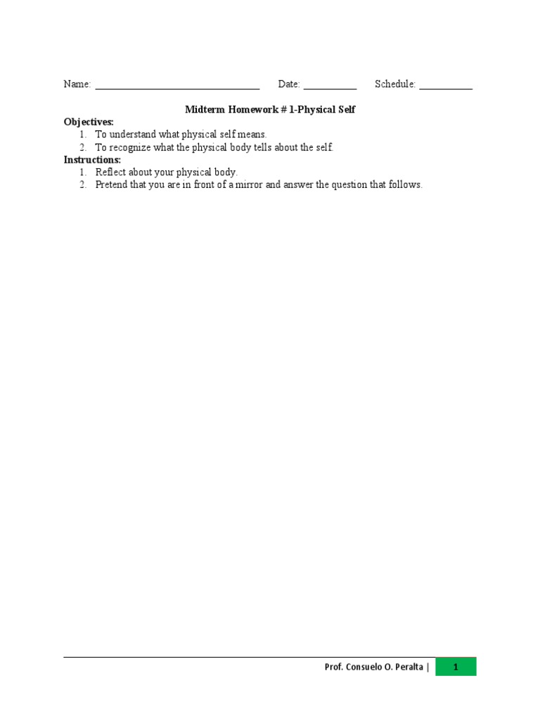 Midterm Homework: Physical Self Reflection | PDF