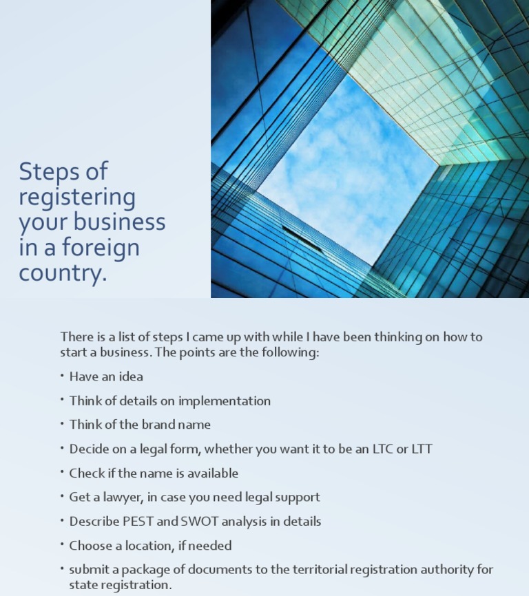 Foreign Business Registration Steps | PDF