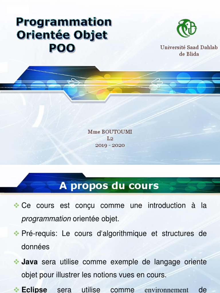 Introduction à la Programmation Orientée Objet | PDF | Classe ...