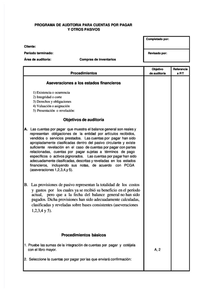 Auditoría de Cuentas por Pagar y Pasivos | PDF | Auditoría | Contabilidad