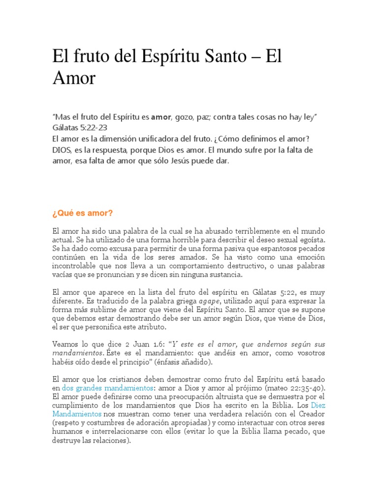 El Fruto Del Espíritu Santo Amor | PDF | David | Amor