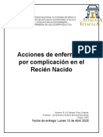 Acciones de Enfermería Por Complicación en El Recién Nacido