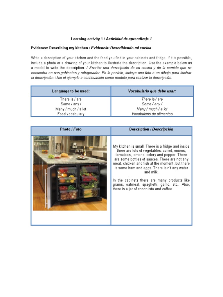 1-4 Evidence - Describing - My - Kitchen | PDF