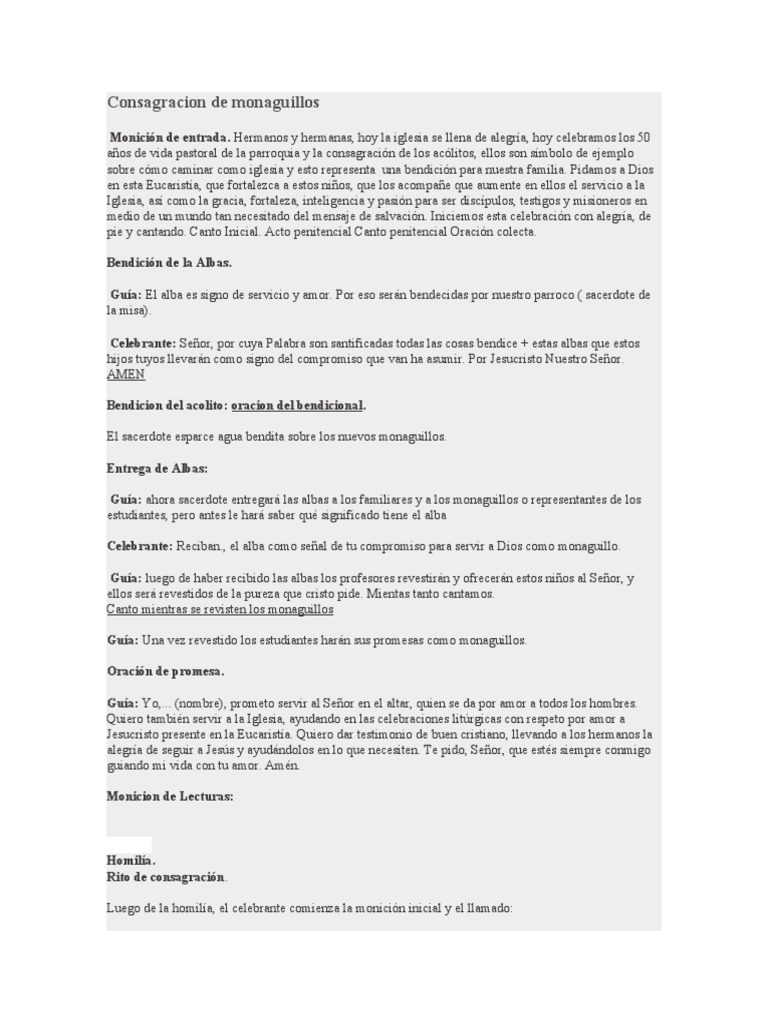 Consagracion De Monaguillos Descargar Gratis Pdf Misa Liturgia
