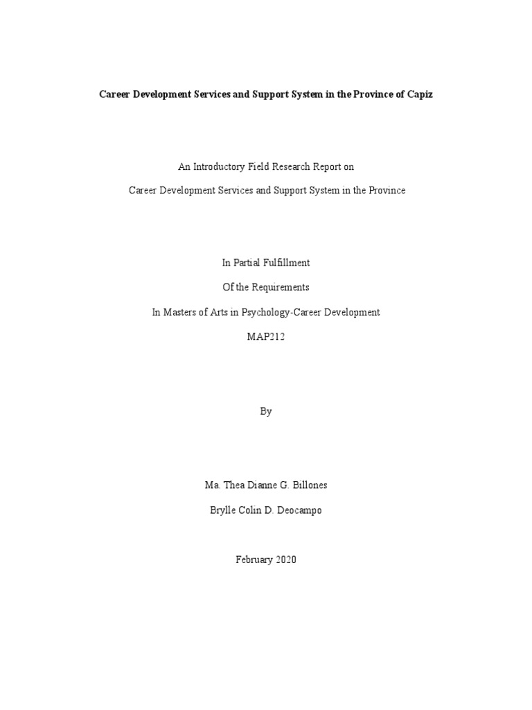Career Development Services and Support System in The Province of Capiz ...