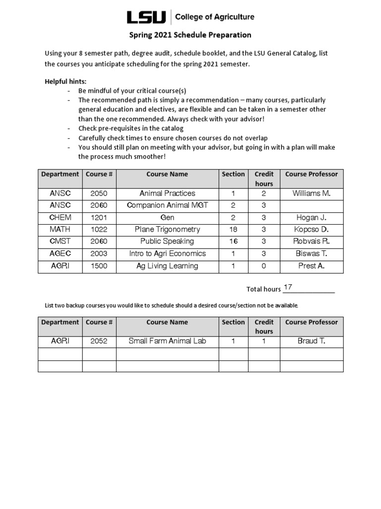 Spring 2021 Course Scheduling Guide | PDF