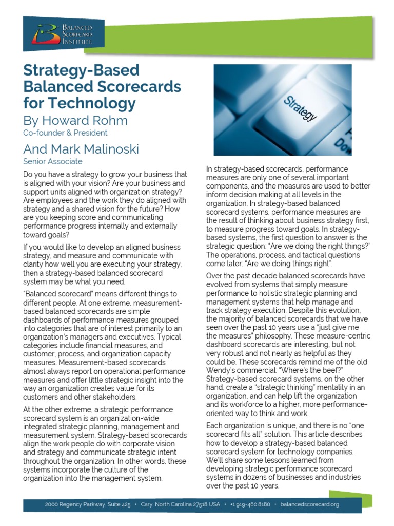 BSI Strategy Based Balanced Scorecards For Technology | PDF | Strategic ...