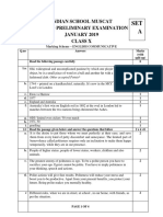 SET A: Indian School Muscat Second Preliminary Examination JANUARY 2019 Class X