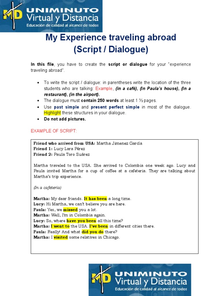 OUR SCRIPT Taller Español-Ingles | PDF