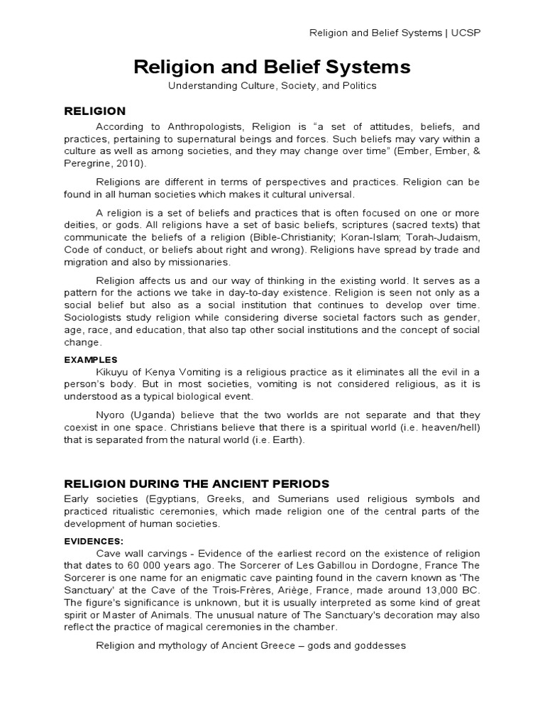 UCSP: Understanding Religion and Beliefs | PDF | Polytheism | Witchcraft