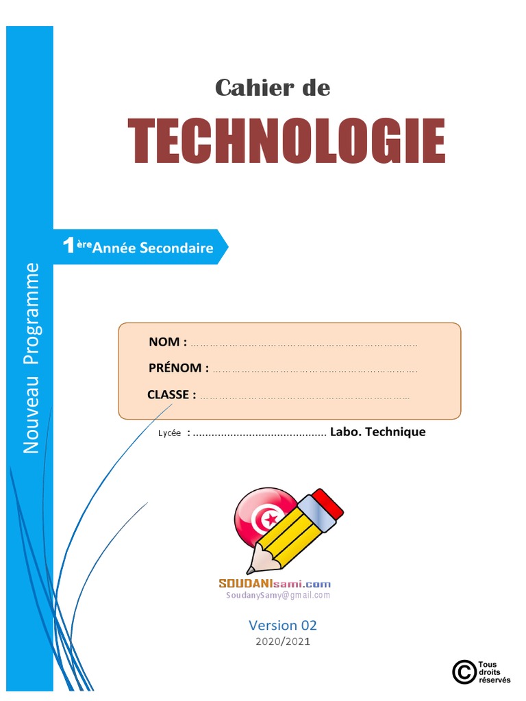 Page De Garde Pour Cahier De Roulement Cahier de Cours 2020 2021 (Soudani Sami) | PDF | Usinage | Dessin technique