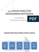 Klasifikasi Penelitian Berdasarkan Metodenya: Diii Farmasi Metodologi Penelitian