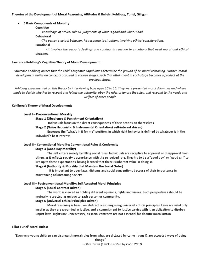 Theories of Moral Development Explained | PDF | Morality | Behavioural ...
