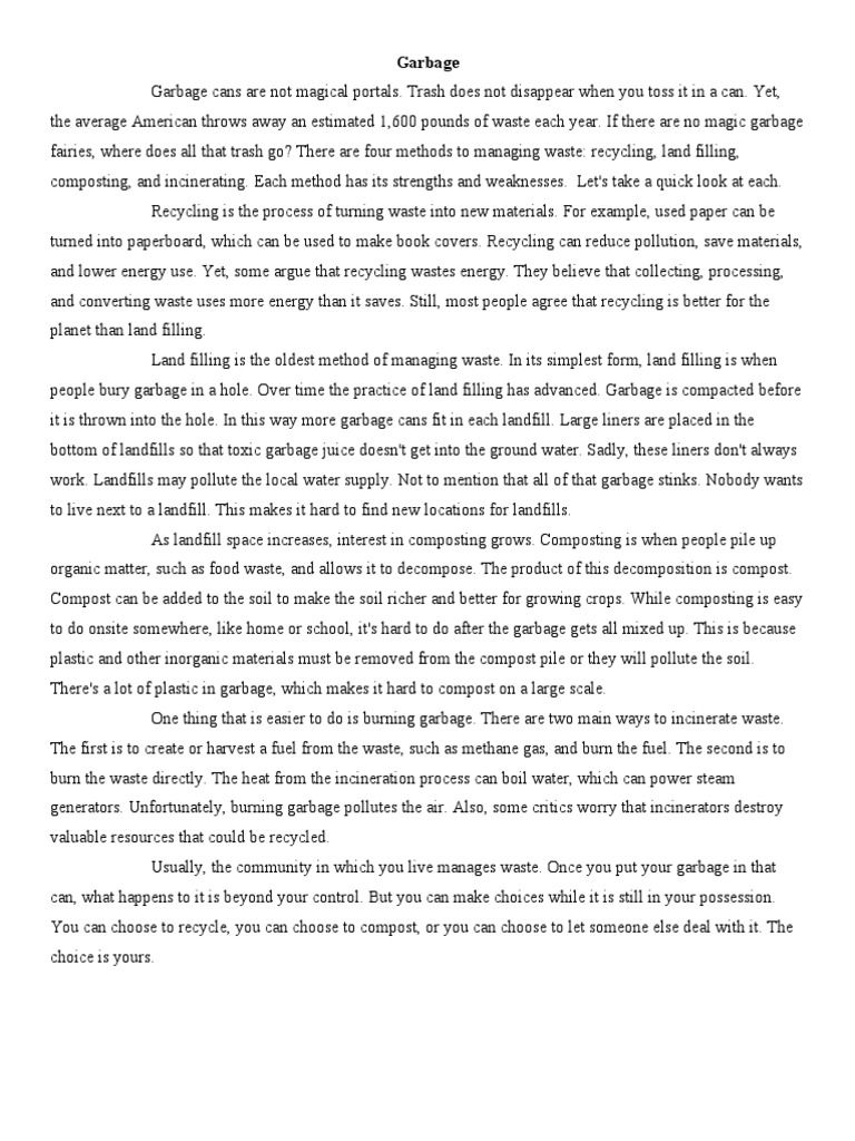 Garbage Pdf Landfill Waste