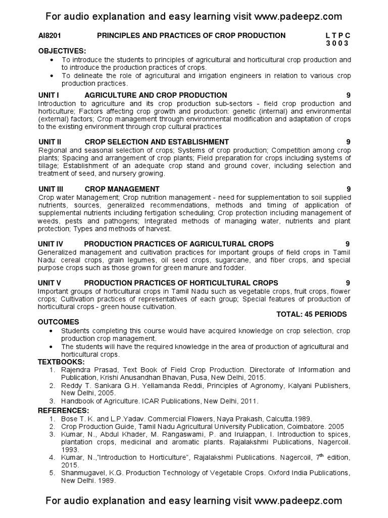 AI8201 r17 Principles and Practices of Crop Production PDF Cereals