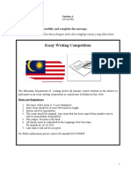 Essay Writing Competition: Read The Information Carefully and Complete The Message