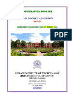 Ph.D. Degree Admission: Indian Institute of Technology (Indian School of Mines)