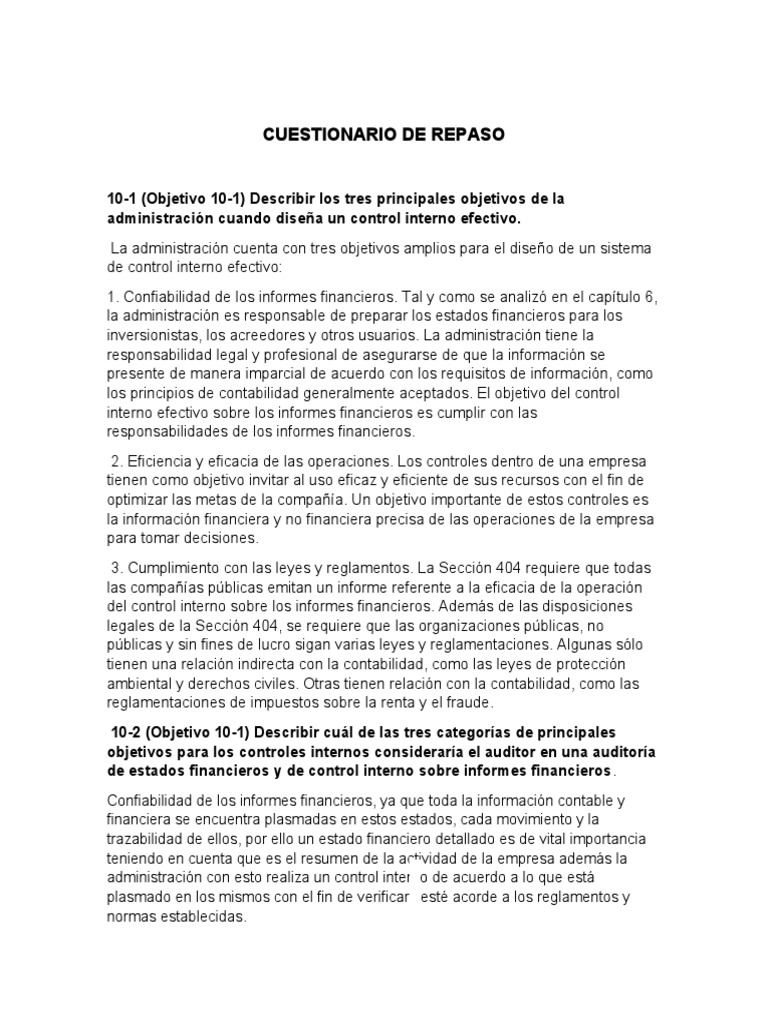 Objetivos del Control Interno en Auditoría | PDF | Auditoría | Contralor