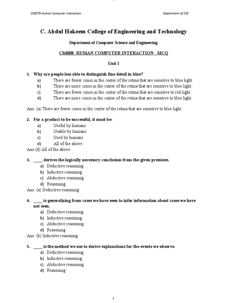 HCI MCQ Anna University PDF Software Prototyping Reason