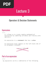 Operators & Decision Statements