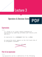 Operators & Decision Statements