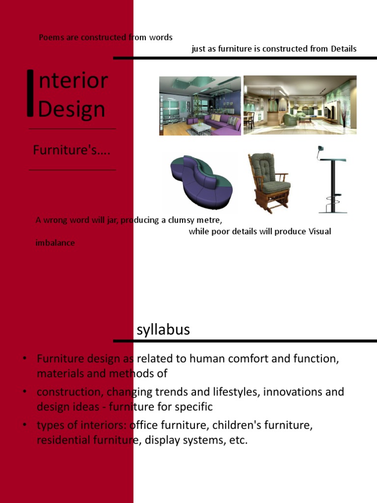 5UNIT V COMPONENTS OF INTERIOR SPACE - FURNITURE-final PDF | PDF ...