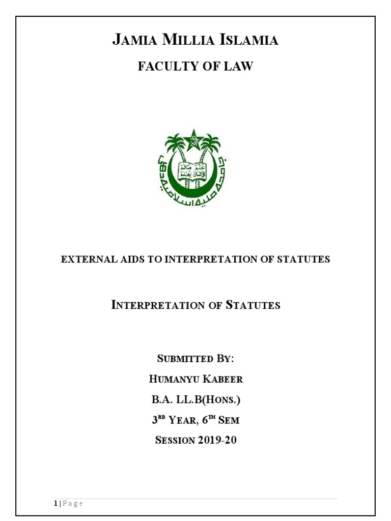 External aids to interpretation of statutes pdf statutory