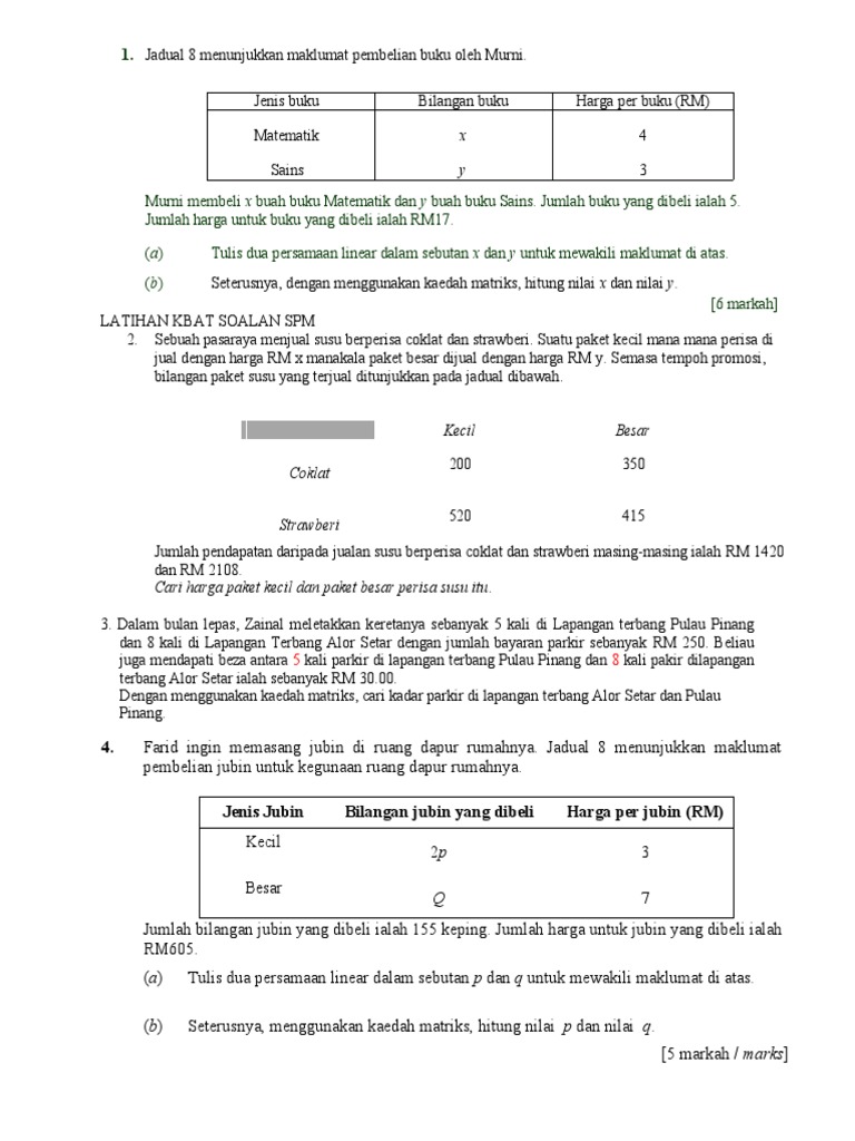 Latih Tubi Matriks Pdf