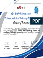 Certificate of Participation: राष्ट्रीय प्रौद्योगिकी संस्थान मेघालय National Institute of Technology Meghalaya