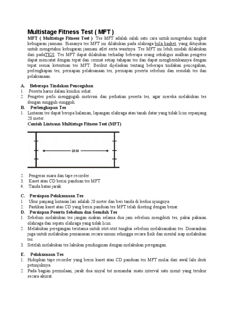 Panduan Multistage Fitness Test (MFT) | PDF