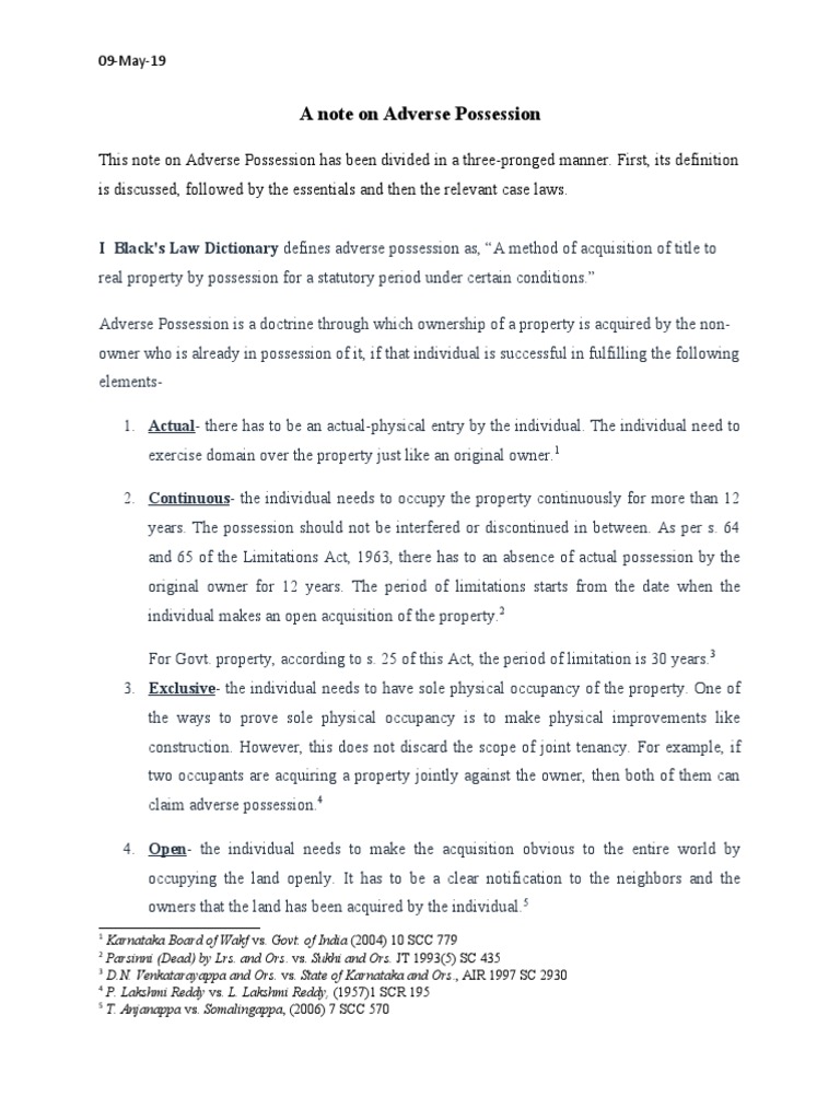 Sample Writeup For 34 | PDF | Adverse Possession | Property