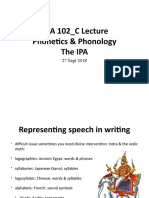 HLA 102 - C Lecture Phonetics & Phonology The Ipa: 27 Sept 2018