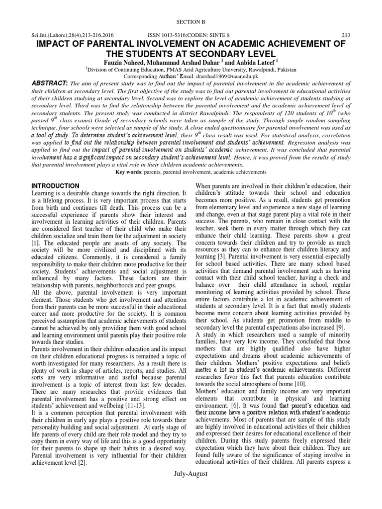Parental Role in Student Success | PDF | Schools | Teachers