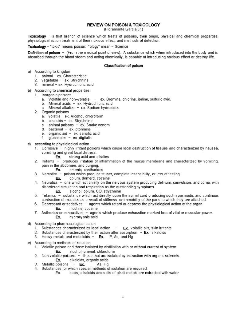 Overview of Poisons and Toxicology | PDF | Poison | Alkaloid