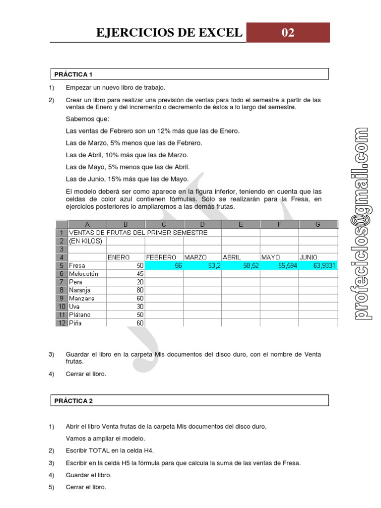 Ejercicios Prácticos de Excel | PDF