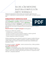 Nevoia de A Își Menține Temperatura Corpului În Limite Normale