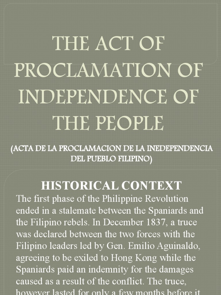 Act of Philippine Independence 1898 | PDF | Philippines | Armed Conflict
