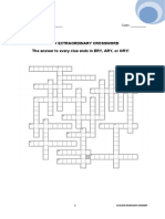 A Very Extraordinary Crossword The Answer To Every Clue Ends in ERY, ARY, or ORY!