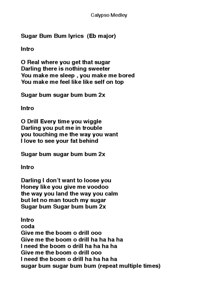 Calypso Medley Lyrics Entertainment General