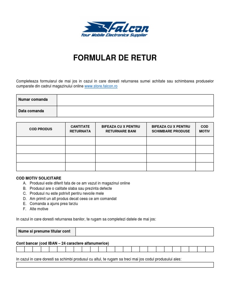 Formular Retur | PDF