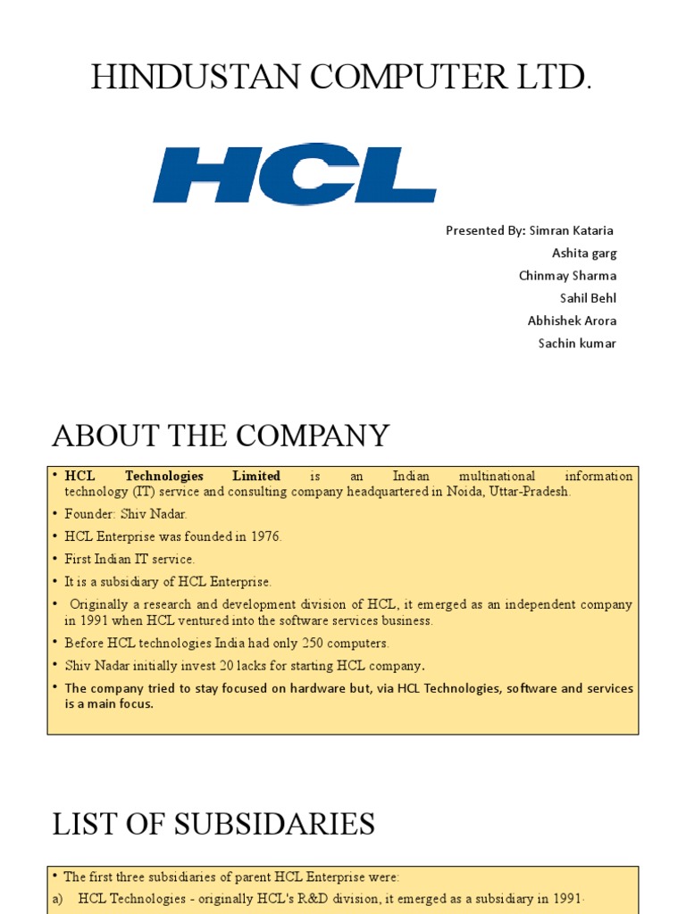 HCL Technologies Overview and Subsidiaries | PDF | Business