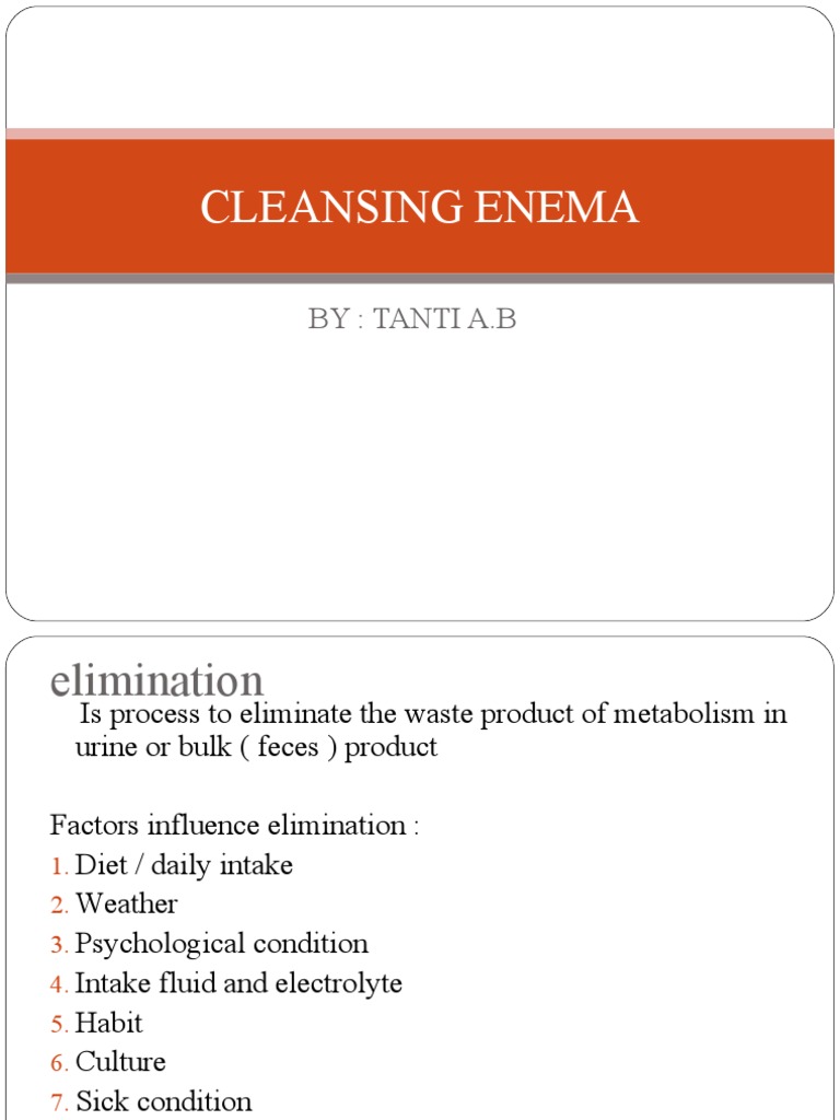 Cleansing Enema By Tanti A.B PDF Constipation Digestive Diseases