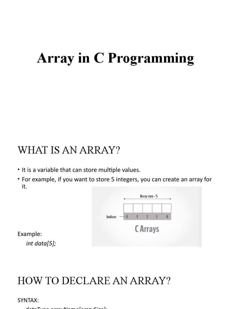 Array in C Programming | PDF | Array Data Type | Data Type