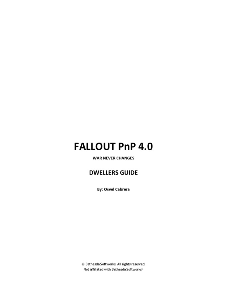 Fallout PNP 4.0 - V 4.6.9 | PDF | Luck | Leisure