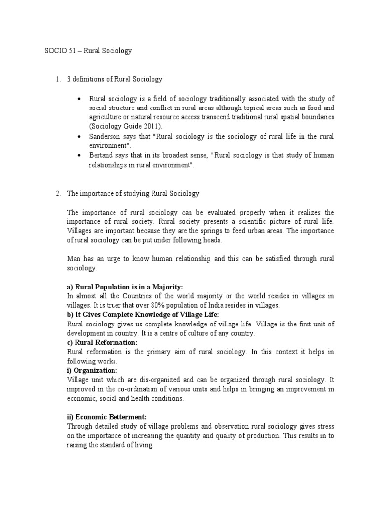 2 Definitions of Rural Sociology | PDF | Sociology | Reality