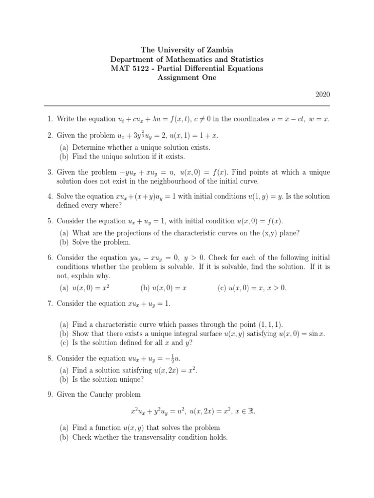 Ass 1 Equations Mathematical Concepts